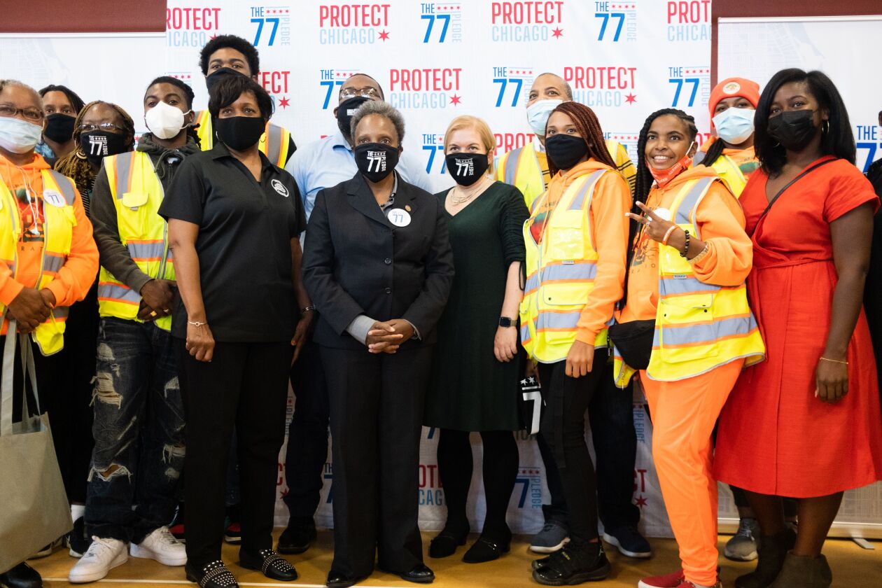 Mayor Lori Lightfoot and Commissioner Dr. Allison Arwady were at the Salvation Army’s Red Shield Center in the Englewood neighborhood Thursday morning, Sept. 23, 2021 to promote their new vaccination effort, Protect Chicago 77.